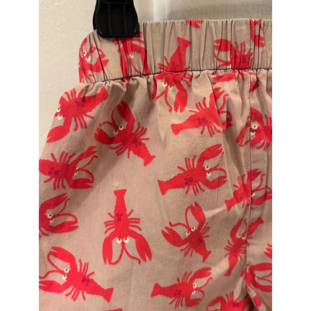 Southern Sunshine Kids Lobster Print Cotton Shorts Tan Red Size 3T Made in USA - Picture 3 of 8